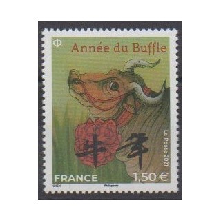 Acheter ce timbre de France de l'année 2021 (Année du buffle - 1,50 - Grand format).