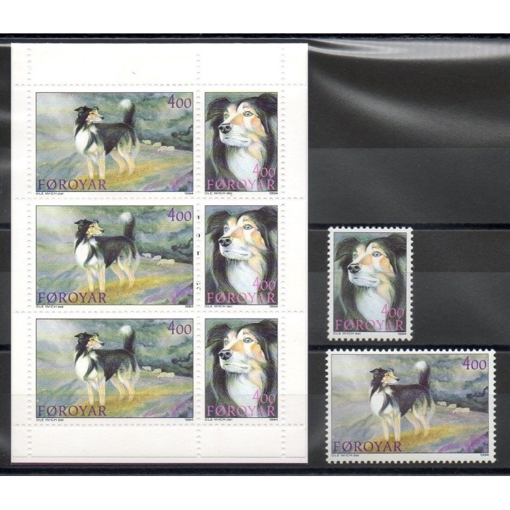 Timbres - chiens - Féroé (Iles) - 1994- No 258/259 et carnet