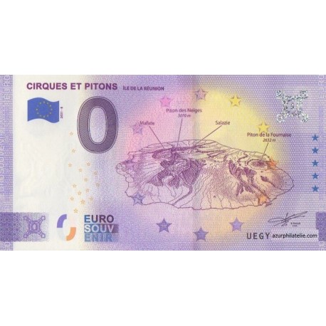 Euro banknote memory - 974 - La Réunion - Cirques et Pitons - 2021-8 - Anniversary