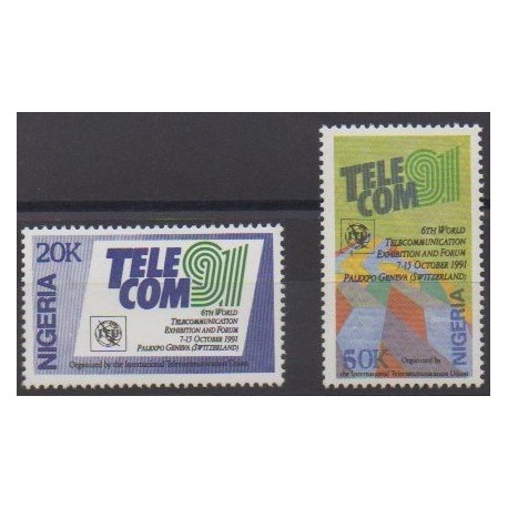 Nigeria - 1991 - No 579/580 - Télécommunications