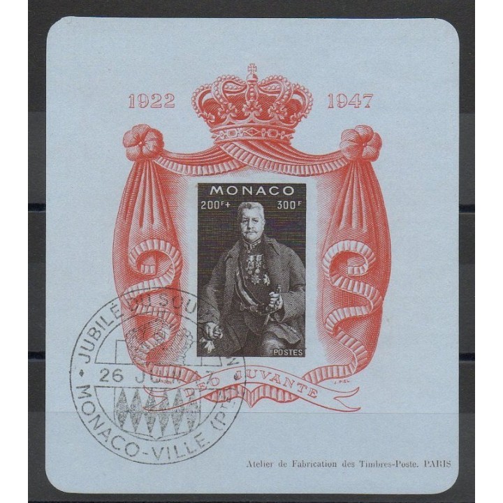Timbres  - Monaco - Blocs et feuillets  - 1947 - No BF 2A - oblitéré - papier bleuté
