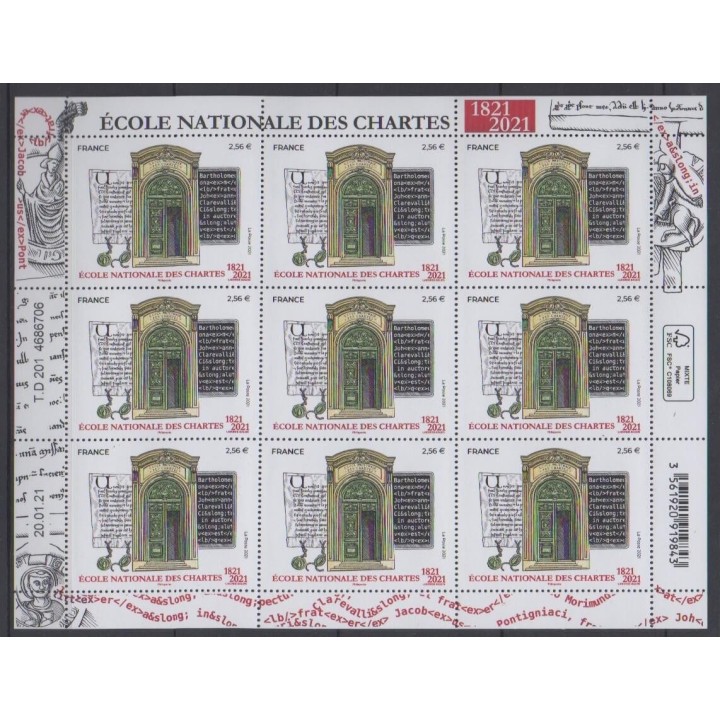 Buy this souvenir sheet  of France of the year 2021 (Nb F14 - Ecole Nationale des Chartes).