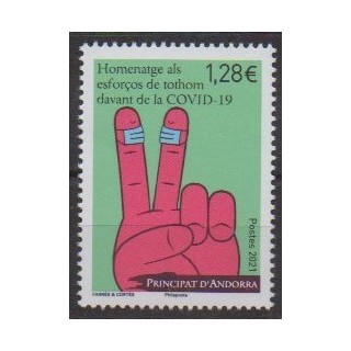Acheter ce timbre d'Andorre français de l'année 2021 (Covid 19).