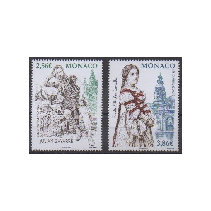 Buy this stamp of Monaco of the year 2021 (Les chanteurs d'opéra).
