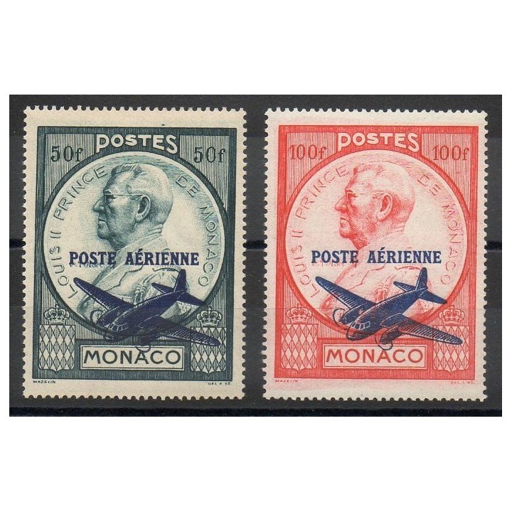 Timbres  - Monaco - Poste aérienne - 1946 - No PA13/PA14