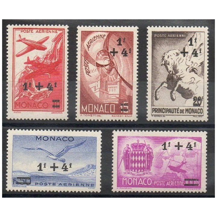 Timbres  - Monaco - Poste aérienne - 1945 - No PA8/PA12