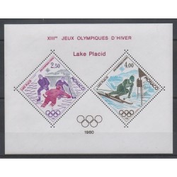 Timbres - jeux olympiques d'hiver - Monaco - Blocs et feuillets - 1980- No BS 12