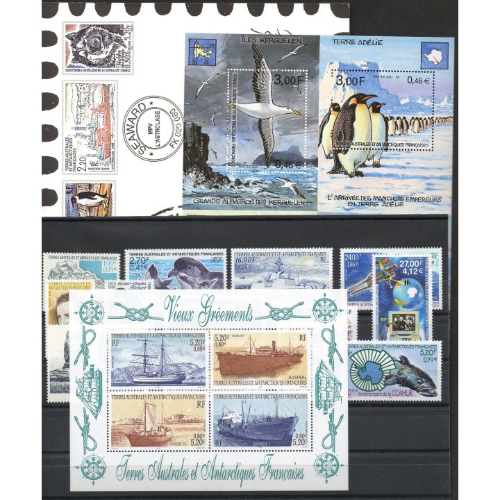 Timbres  - Terres Australes et Antarctiques Françaises - Année complète - 2001 - No 287/321 - BF5/BF6 - carnet voyage