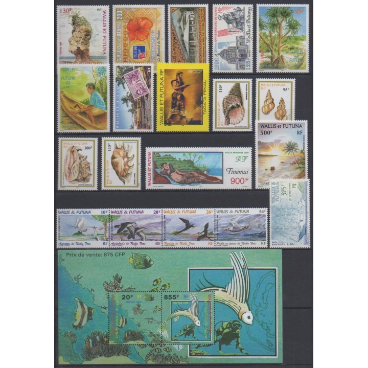 Acheter les timbres et le bloc-feuillet de Wallis et Futuna de l'année 1999 (No 529/534 - PA208/PA219 - BF8).