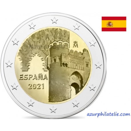 2 euro commémorative - Spain - 2021 - Puerto del Sol and La Sinagoga del Transito in Toledo - UNC