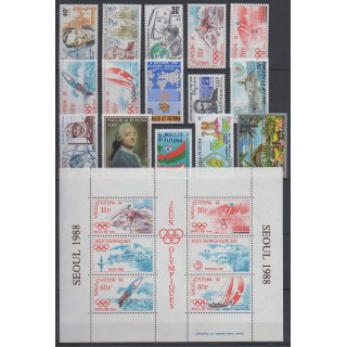 Buy the stamps and the souvenir sheet of Wallis et Futuna of the year 1988 (Nb 375/384 - PA160/PA164 - BF3).