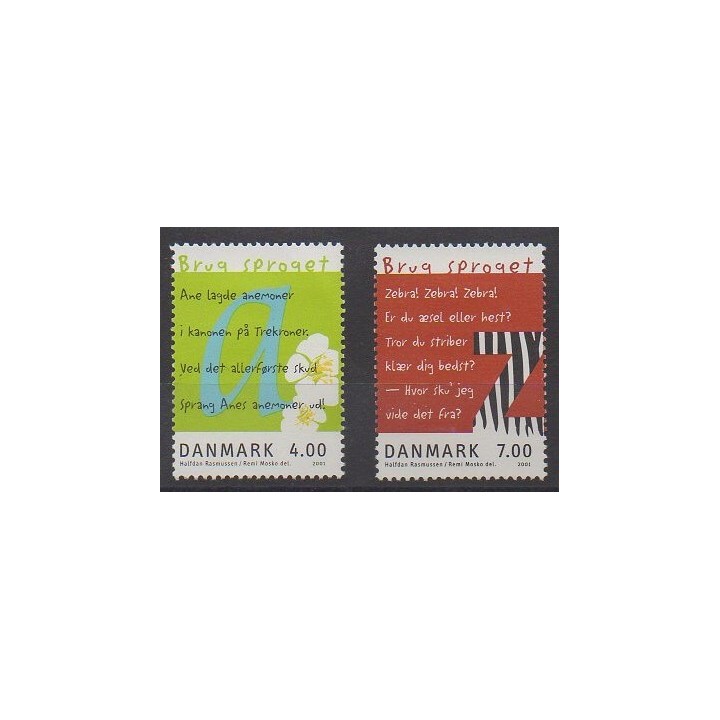 Buy this set of stamps of Denmark of the year 2001 (Nb 1278/1279).