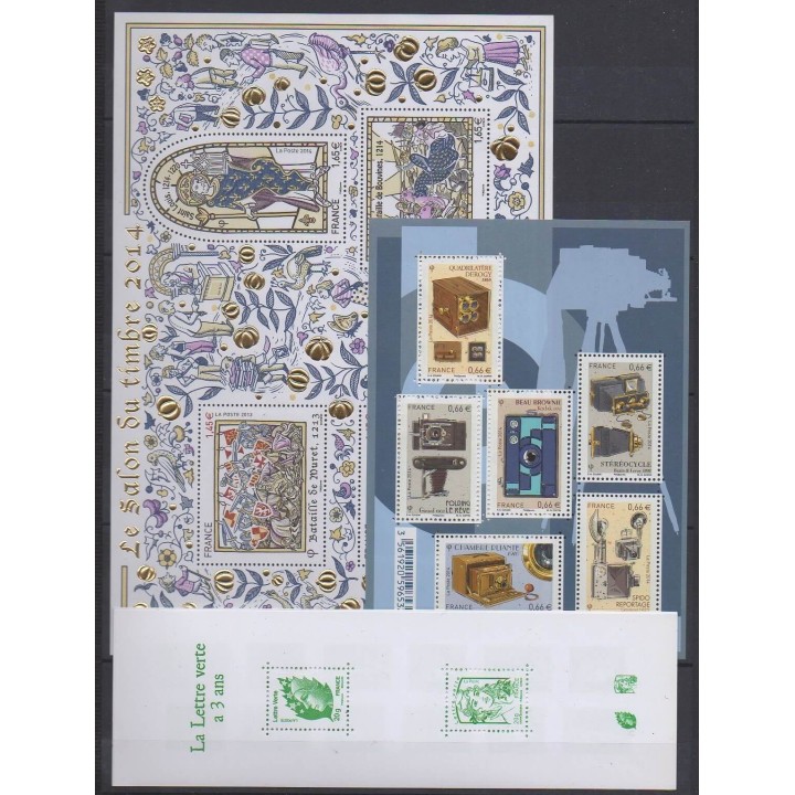 Acheter cette série de timbres et ces 14 blocs feuillets de France  de l'année 2014 (No 4832/4922 - BF134/BF135 - C1521).