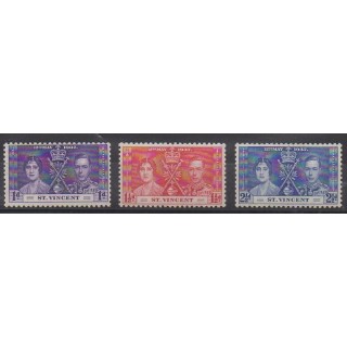Buy this set of stamps of Saint Vincent of the year 1937 (Nb 118/120).