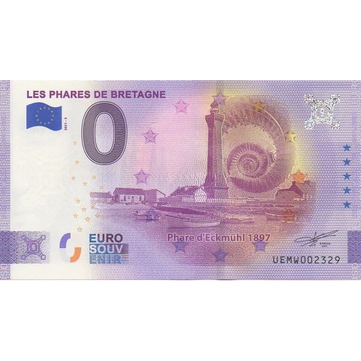 Billet souvenir touristique - 2021-5 - Les phares de Bretagne - Eckmühl - (Finistère)