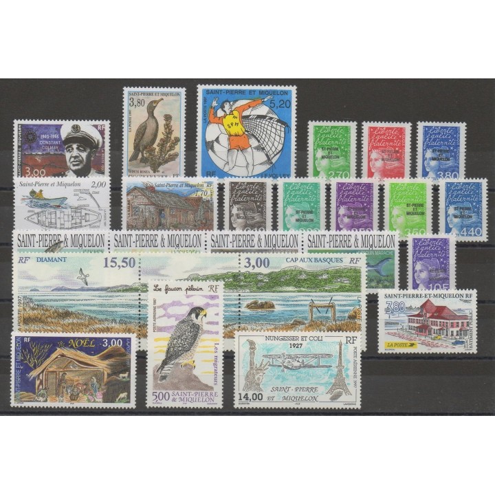 Stamps  - Saint-Pierre et Miquelon - Complete year - 1997 - Nb 641/662 - PA 76/PA77