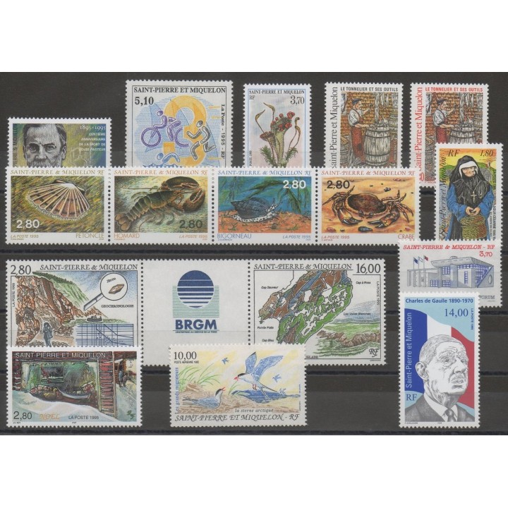 Timbres  - Saint-Pierre et Miquelon - Année complète - 1995 - No 609/623 - PA 74