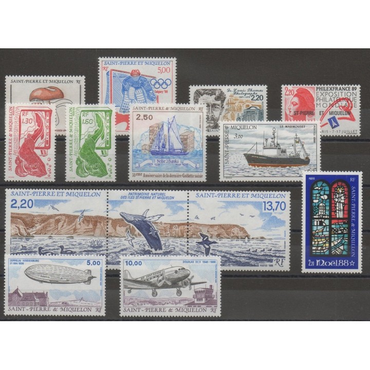 Timbres  - Saint-Pierre et Miquelon - Année complète - 1988 - No 486/496 - PA66/PA67