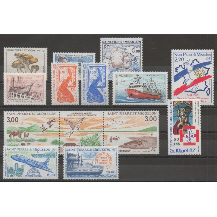 Timbres  - Saint-Pierre et Miquelon - Année complète - 1987 - No 475/485 - PA64/PA65