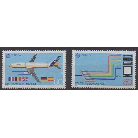 Allemagne occidentale (RFA) - 1988 - No 1199/1200 - Europa - Télécommunications - Aviation