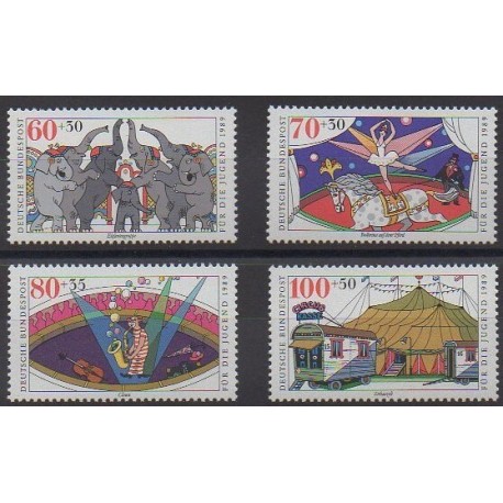 Allemagne occidentale (RFA) - 1989 - No 1243/1246 - Cirque ou magie