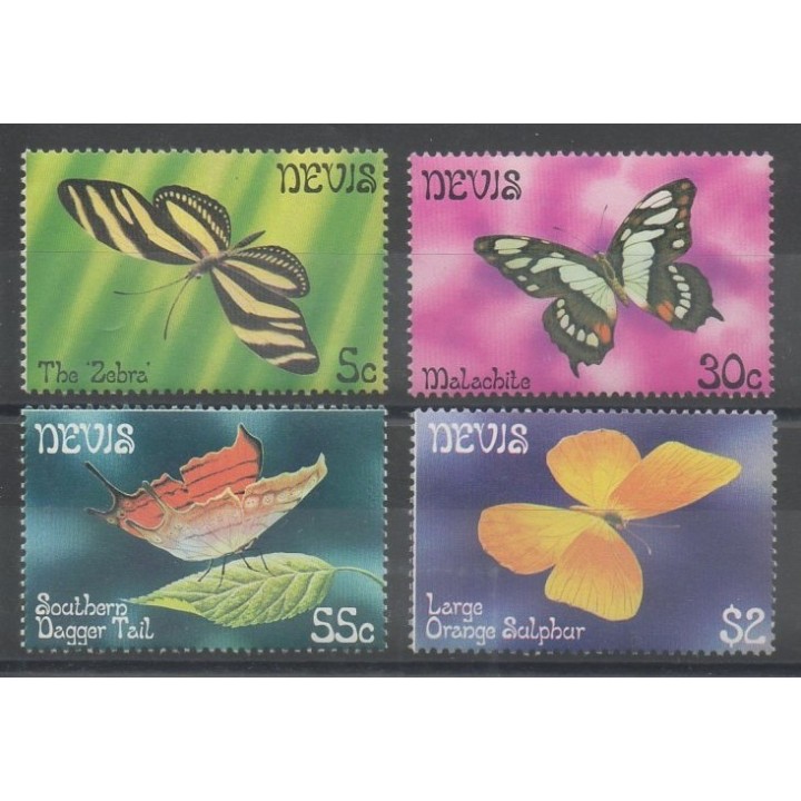 Timbres - papillons - Nevis - 1982- No 73/76