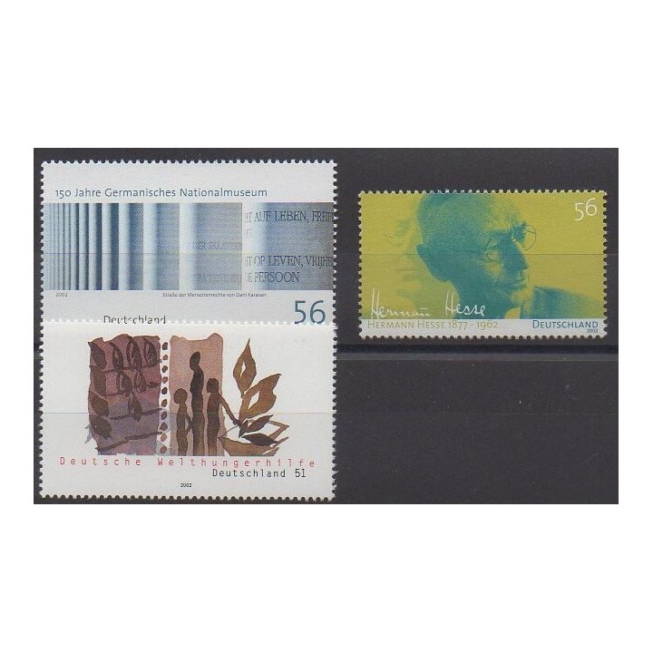 Acheter cette série de timbres d'Allemagne réunifiée de l'année 2002 (No 2097/2099).