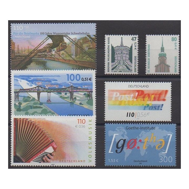 Acheter cette série de timbres d'Allemagne réunifiée de l'année 2001 (No 2007/2013).