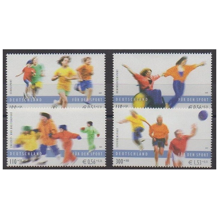 Acheter cette série de timbres d'Allemagne réunifiée de l'année 2001 (No 1997/2000).