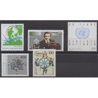 Acheter cette série de timbres d'Allemagne de l'année 1995 (No 1634/1638).
