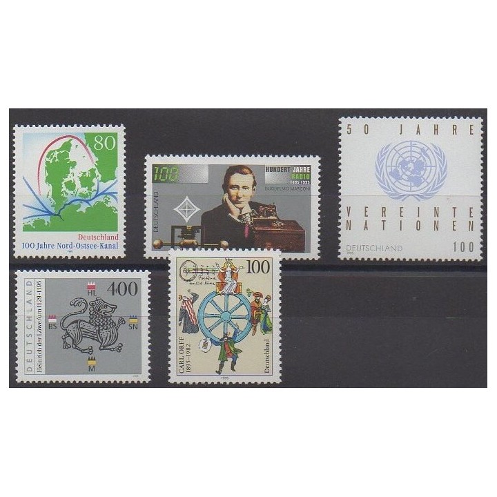 Acheter cette série de timbres d'Allemagne de l'année 1995 (No 1634/1638).