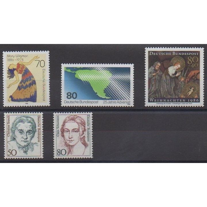 Acheter cette série de timbres de l'Allemagne occidentale (RFA) de l'année 1986 (No 1133/1137).