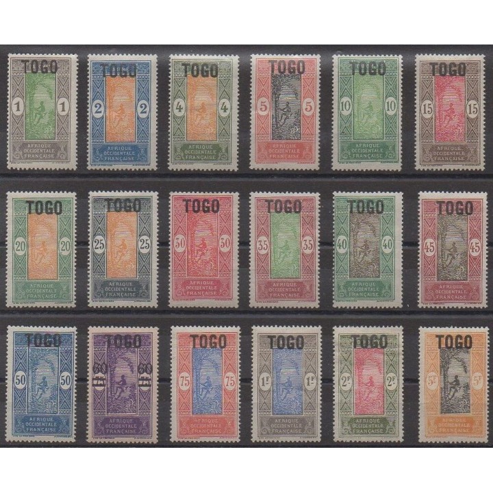Acheter cette série de timbres du Togo de l'année 1921 (No 101/118). - Neuf avec charnière