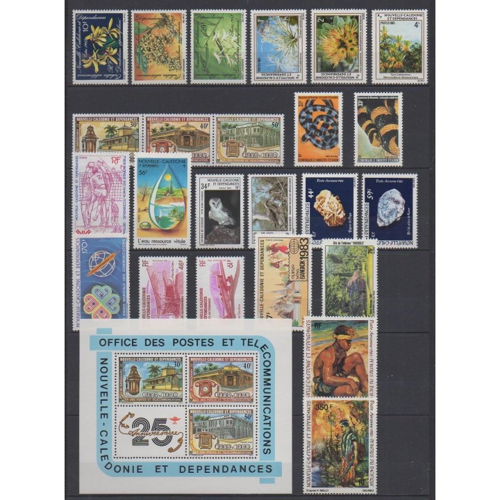 Acheter les timbres et le bloc-feuillet de Nouvelle-Calédonie de l'année 1983 (No 466/480 - PA227/PA235 - BF5).