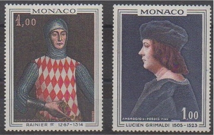 timbres Monaco 1967 734 et 735 princes et princesses de Monaco Rainier 1er